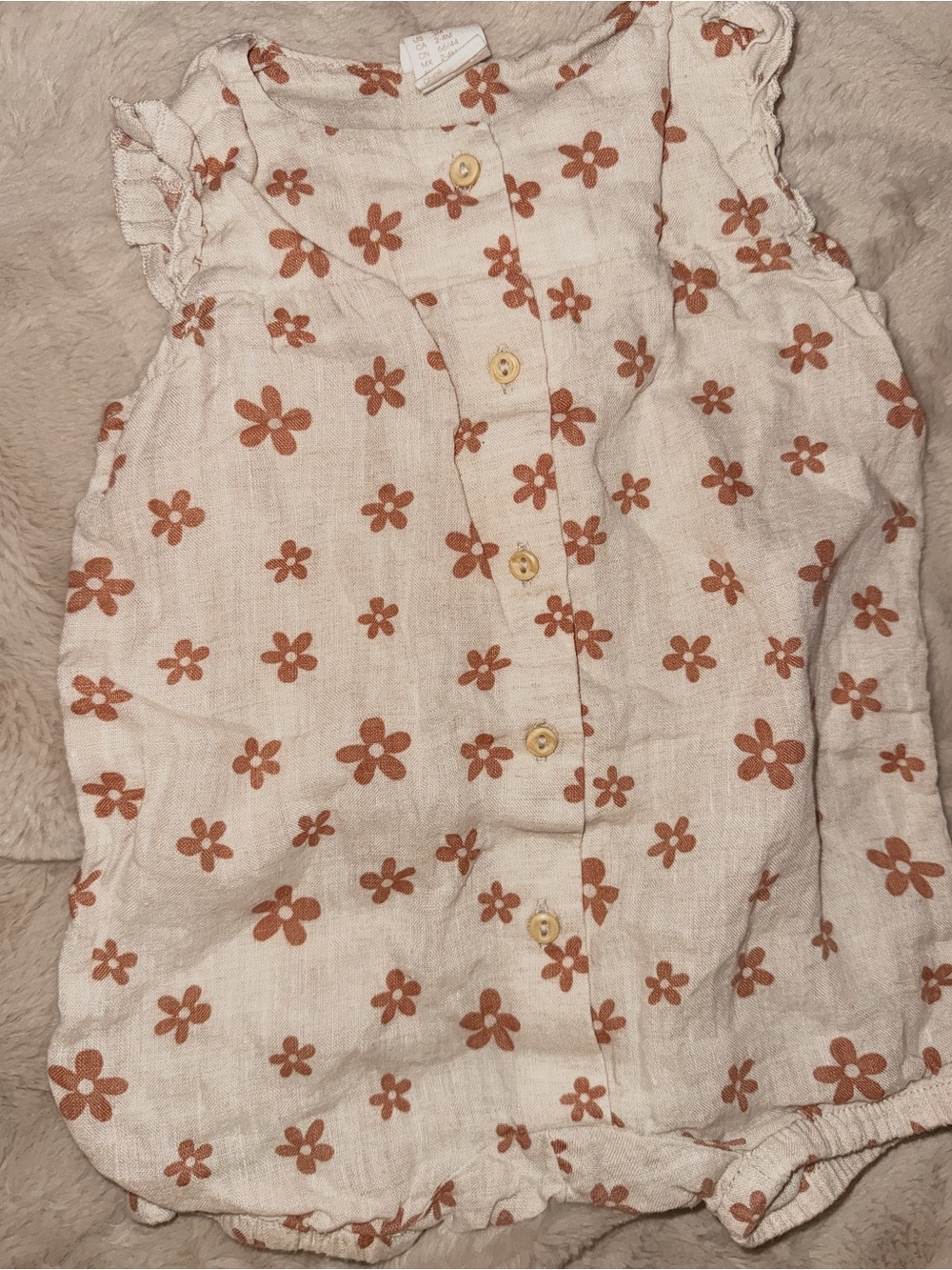 H&M Cream Baby Romper with Rust Floral Print